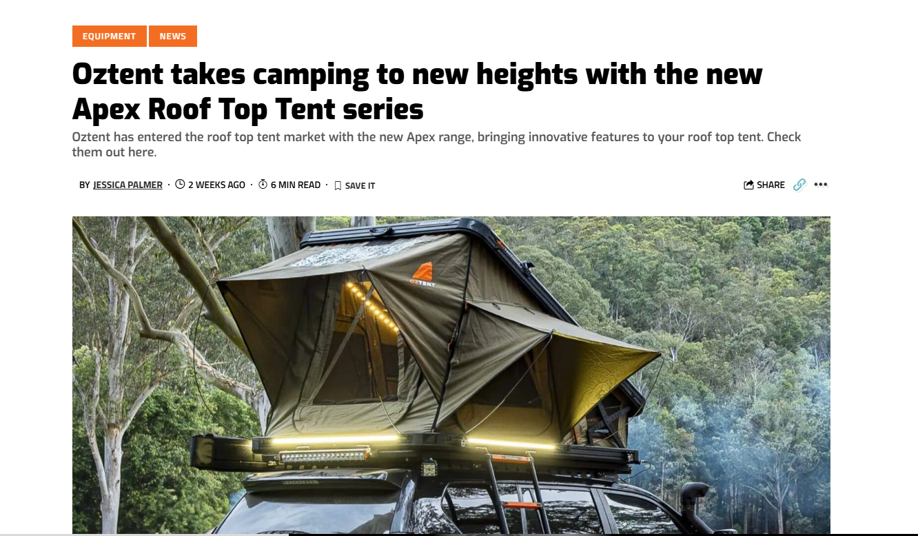 OZTENT Apex Roof Top Tents Featured in Unsealed4x4